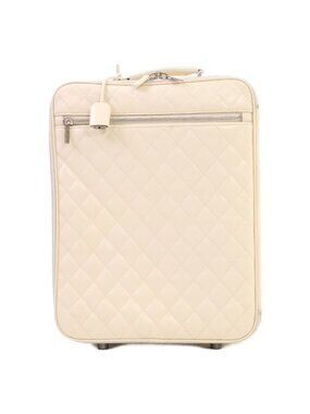Chanel Vintage Calfskin Beige Quilted Carry Case Travel